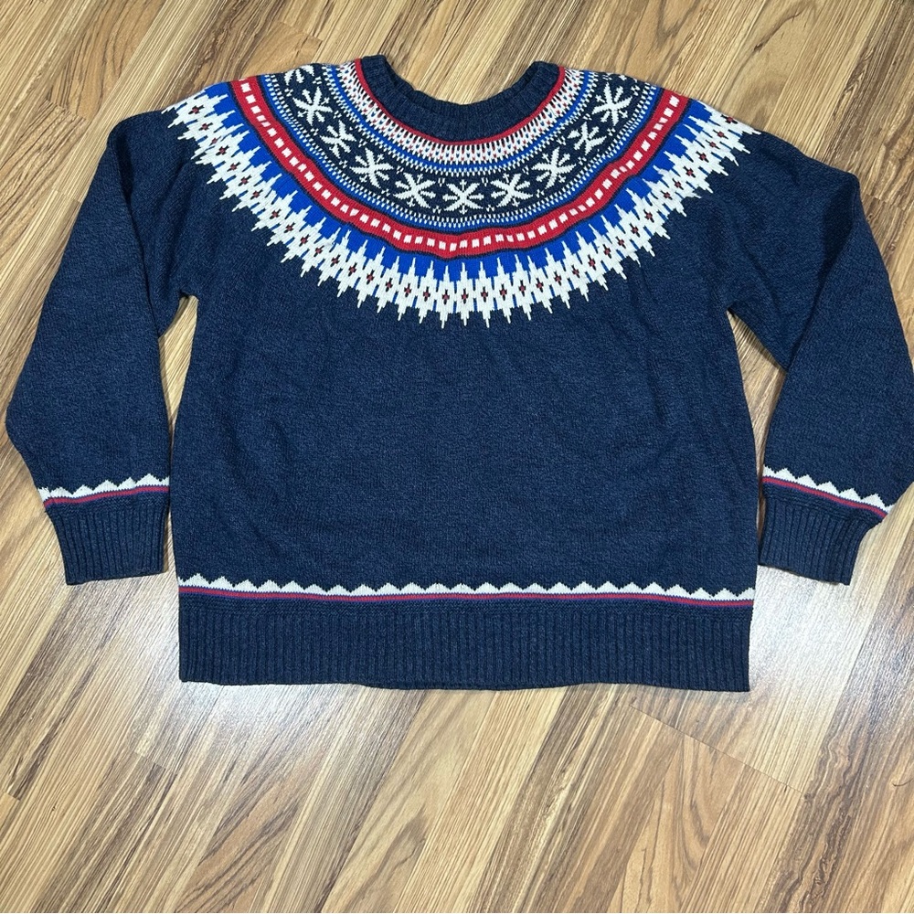 American Eagle Fair Isle Y2K Sweater Size XXL Sweater Crew Neck Nordic printed